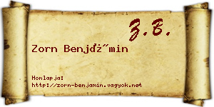 Zorn Benjámin névjegykártya
